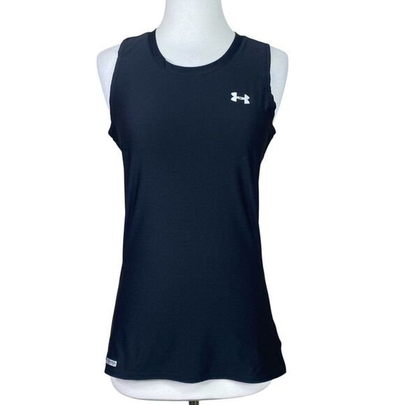 Fitted Under Armour Racerback Black Tank Top Size Medium - Picture 1 of 8